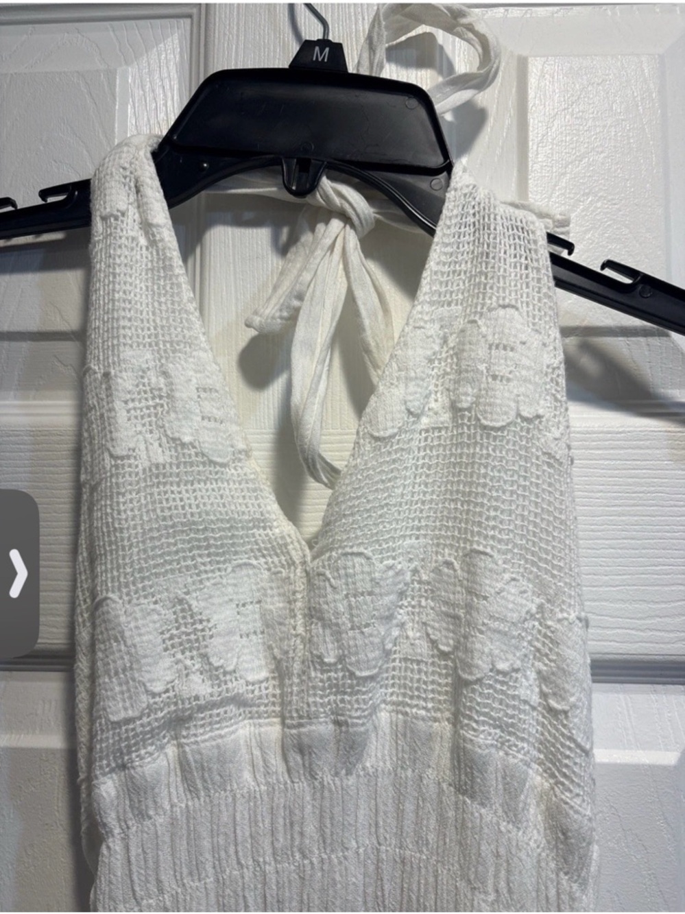 Womens M White Maxi Dress Halter Lace Boho Cottagecore Coastal Bridal Resort - Picture 4 of 4